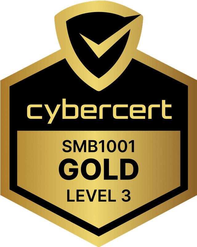 CyberCert SMB1001 Gold Level 3 certification badge